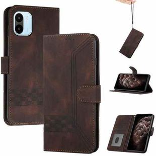 For Xiaomi Redmi A1 Cubic Skin Feel Flip Leather Phone Case(Brown)