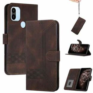 For Xiaomi Redmi A1+ Cubic Skin Feel Flip Leather Phone Case(Brown)