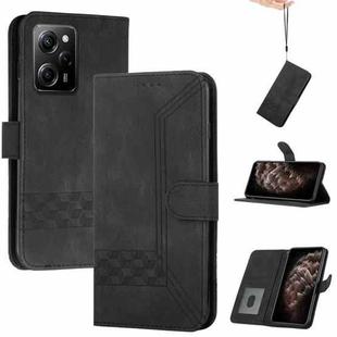 For Xiaomi Poco X5 Pro Cubic Skin Feel Flip Leather Phone Case(Black)