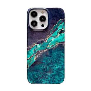 For iPhone 12 Pro Pattern PC Shockproof Protective Phone Case(Blue Green Marble)