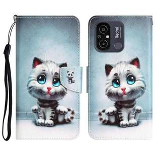 For Xiaomi Redmi 12C Colored Drawing Leather Phone Case(Blue Eyes)