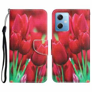 For Xiaomi Redmi Note 12 5G Global/Poco X5 Colored Drawing Leather Phone Case(Tulips)