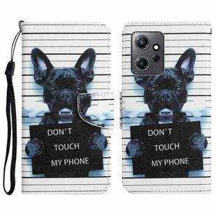 For Xiaomi Redmi Note 12 4G Global Colored Drawing Leather Phone Case(Black Dog)