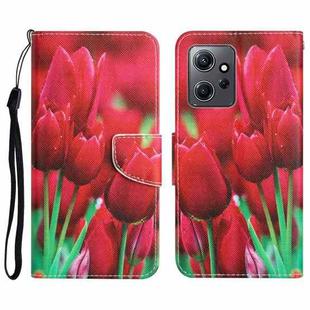 For Xiaomi Redmi Note 12 4G Global Colored Drawing Leather Phone Case(Tulips)