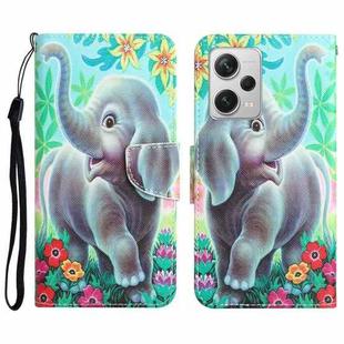 For Xiaomi Redmi Note 12 Pro 5G/Poco X5 Pro Colored Drawing Leather Phone Case(Elephant)