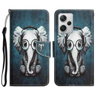 For Xiaomi Redmi Note 12 Pro 5G/Poco X5 Pro Colored Drawing Leather Phone Case(Earphone Elephant)