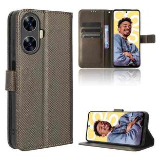 For Realme C55 4G Diamond Texture Leather Phone Case(Brown)
