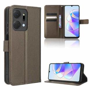 For Honor X7a Diamond Texture Leather Phone Case(Brown)