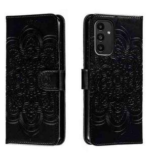 For Samsung Galaxy A14 4G Sun Mandala Embossing Pattern Phone Leather Case(Black)