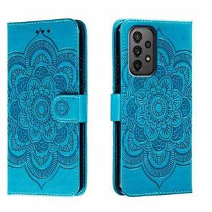 For Samsung Galaxy A24 5G Sun Mandala Embossing Pattern Phone Leather Case(Blue)