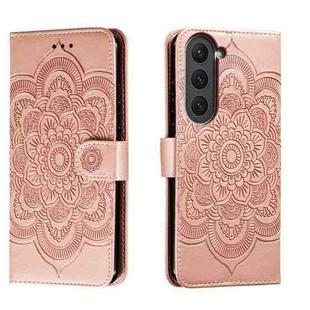 For Samsung Galaxy S23 5G Sun Mandala Embossing Pattern Phone Leather Case(Rose Gold)