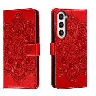 For Samsung Galaxy S23+ 5G Sun Mandala Embossing Pattern Phone Leather Case(Red)