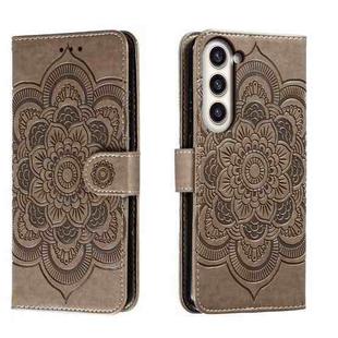 For Samsung Galaxy S23+ 5G Sun Mandala Embossing Pattern Phone Leather Case(Grey)