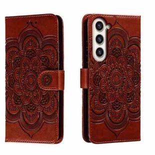 For Samsung Galaxy S23+ 5G Sun Mandala Embossing Pattern Phone Leather Case(Brown)