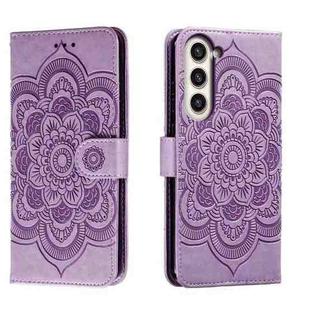 For Samsung Galaxy S23+ 5G Sun Mandala Embossing Pattern Phone Leather Case(Purple)