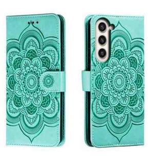 For Samsung Galaxy S23+ 5G Sun Mandala Embossing Pattern Phone Leather Case(Green)