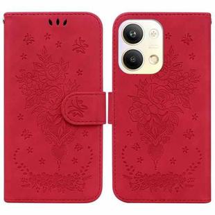 For OPPO Reno9 Pro Butterfly Rose Embossed Leather Phone Case(Red)