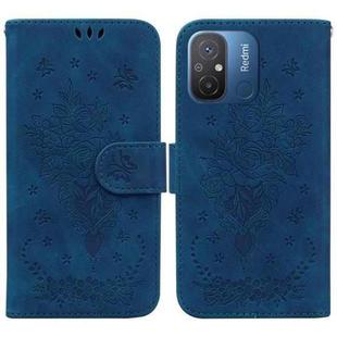 For Xiaomi Redmi 12C / 11A Butterfly Rose Embossed Leather Phone Case(Blue)