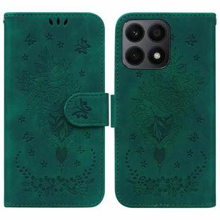 For Honor X8a Butterfly Rose Embossed Leather Phone Case(Green)