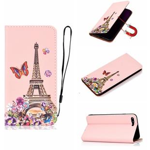 For iPhone 7 Plus 3D Painting Horizontal Flip Leather Case with Holder & Card Slot & Wallet & Lanyard(Iron tower)