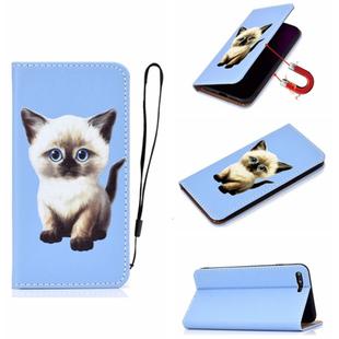 For iPhone 8 Plus 3D Painting Horizontal Flip Leather Case with Holder & Card Slot & Wallet & Lanyard(Cat)