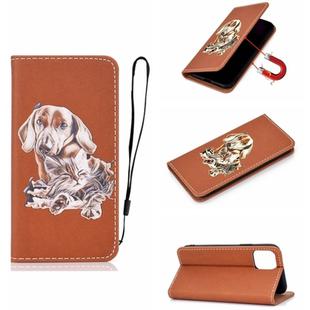 For iPhone 11 Pro Max 3D Painting Horizontal Flip Leather Case with Holder & Card Slot & Wallet & Lanyard(Dog)