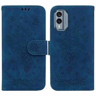 For Nokia X30 Butterfly Rose Embossed Leather Phone Case(Blue)