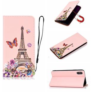 For iPhone XS 3D Painting Horizontal Flip Leather Case with Holder & Card Slot & Wallet & Lanyard(Iron tower)