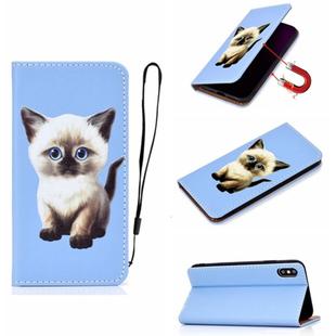 For iPhone XS Max 3D Painting Horizontal Flip Leather Case with Holder & Card Slot & Wallet & Lanyard(Cat)