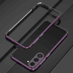 For Samsung Galaxy S23 5G Aurora Series Lens Protector + Metal Frame Phone Case(Black Purple)