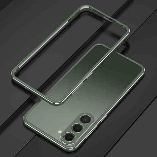 For Samsung Galaxy S23 5G Aurora Series Lens Protector + Metal Frame Phone Case(Green Silver)