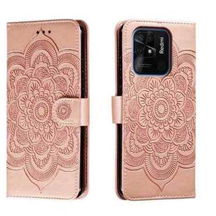 For Xiaomi Redmi 10C Sun Mandala Embossing Pattern Phone Leather Case(Rose Gold)