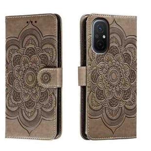 For Xiaomi Redmi 12C Sun Mandala Embossing Pattern Phone Leather Case(Grey)