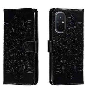 For Xiaomi Redmi 12C Sun Mandala Embossing Pattern Phone Leather Case(Black)