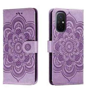 For Xiaomi Redmi 12C Sun Mandala Embossing Pattern Phone Leather Case(Purple)