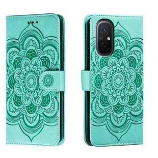 For Xiaomi Redmi 12C Sun Mandala Embossing Pattern Phone Leather Case(Green)