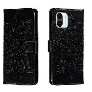 For Xiaomi Redmi A1 Sun Mandala Embossing Pattern Phone Leather Case(Black)