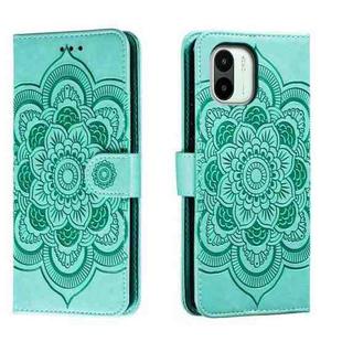 For Xiaomi Redmi A1 Sun Mandala Embossing Pattern Phone Leather Case(Green)