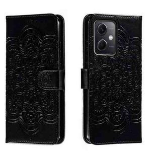 For Xiaomi Redmi Note 12 5G Global Sun Mandala Embossing Pattern Phone Leather Case(Black)
