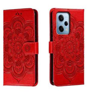 For Xiaomi Redmi Note 12 Pro 5G Global Sun Mandala Embossing Pattern Phone Leather Case(Red)