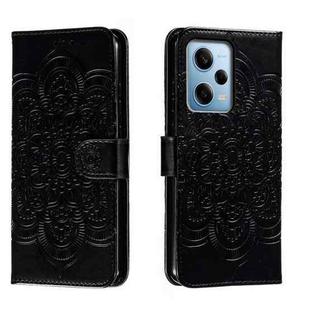 For Xiaomi Redmi Note 12 Pro 5G Global Sun Mandala Embossing Pattern Phone Leather Case(Black)