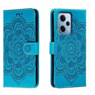 For Xiaomi Redmi Note 12 Pro 5G Global Sun Mandala Embossing Pattern Phone Leather Case(Blue)