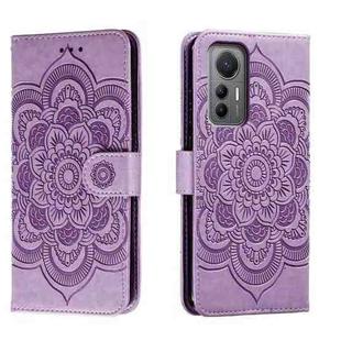 For Xiaomi 12 Lite Sun Mandala Embossing Pattern Phone Leather Case(Purple)