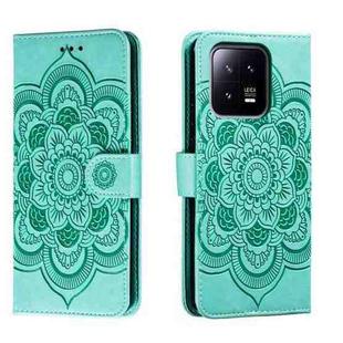 For Xiaomi 13 Sun Mandala Embossing Pattern Phone Leather Case(Green)