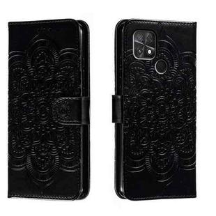 For Xiaomi Poco C40 Sun Mandala Embossing Pattern Phone Leather Case(Black)