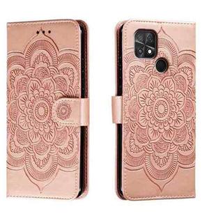 For Xiaomi Poco C40 Sun Mandala Embossing Pattern Phone Leather Case(Rose Gold)