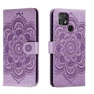 For Xiaomi Poco C40 Sun Mandala Embossing Pattern Phone Leather Case(Purple)