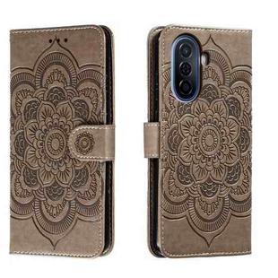 For Huawei Enjoy 50 Sun Mandala Embossing Pattern Phone Leather Case(Grey)