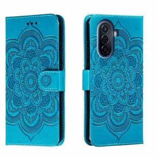 For Huawei Enjoy 50 Sun Mandala Embossing Pattern Phone Leather Case(Blue)