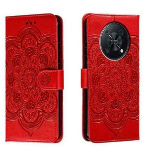 For Huawei Enjoy 50 Pro Sun Mandala Embossing Pattern Phone Leather Case(Red)